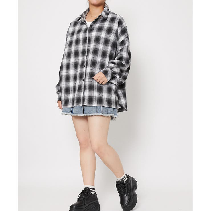 《微起毛チェック》レディース 長袖シャツ ビッグシルエット 羽織り 春秋冬 | GORGE  | 詳細画像6 