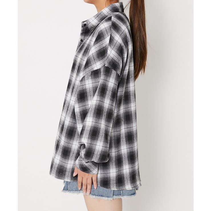 《微起毛チェック》レディース 長袖シャツ ビッグシルエット 羽織り 春秋冬 | GORGE  | 詳細画像8 
