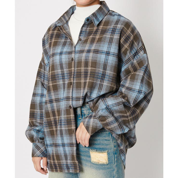Ｌ／ＢＬ | 《微起毛チェック》レディース 長袖シャツ ビッグシルエット 羽織り 春秋冬 | GORGE 