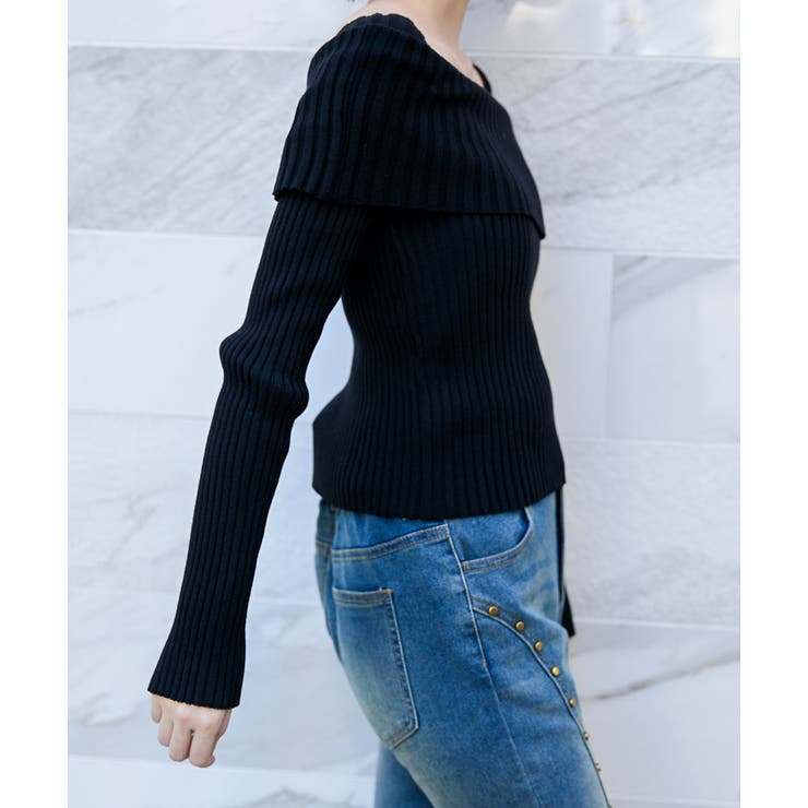 《オフショル×細リブニット》レディース プルオーバー 長袖トップス | GORGE  | 詳細画像2 