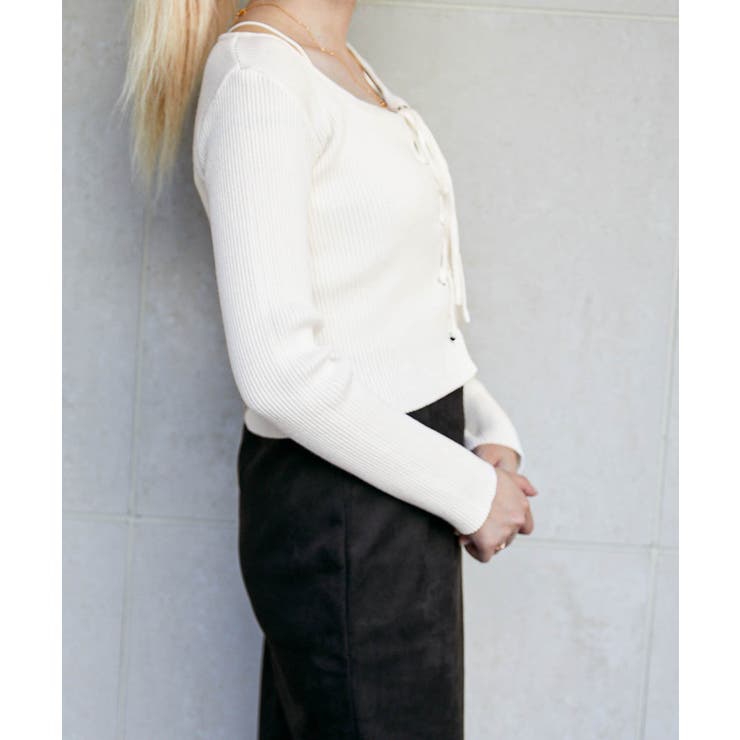 《フロントレースアップ×リブニット》レディース 長袖トップス 美シルエット | GORGE  | 詳細画像2 