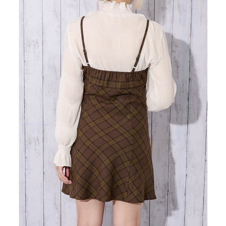 《起毛チェック柄》レディース キャミワンピ チュニック レイヤード 秋冬 | GORGE  | 詳細画像7 