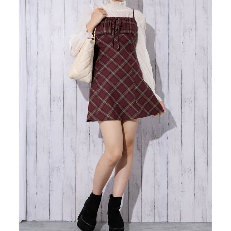 《起毛チェック柄》レディース キャミワンピ チュニック レイヤード 秋冬 | GORGE  | 詳細画像8 