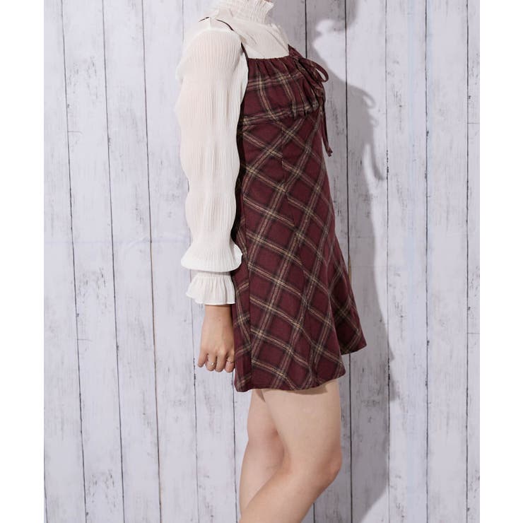 《起毛チェック柄》レディース キャミワンピ チュニック レイヤード 秋冬 | GORGE  | 詳細画像9 