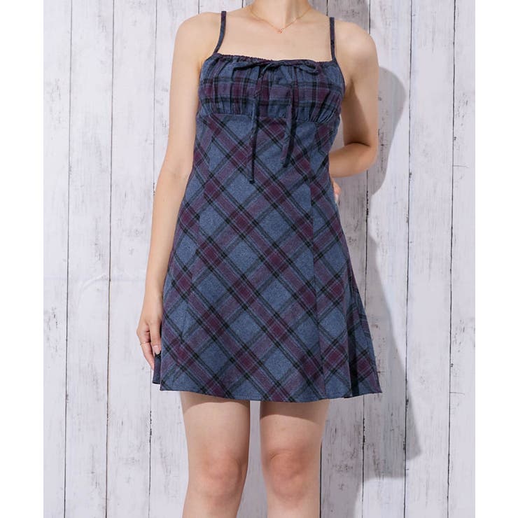 《起毛チェック柄》レディース キャミワンピ チュニック レイヤード 秋冬 | GORGE  | 詳細画像1 