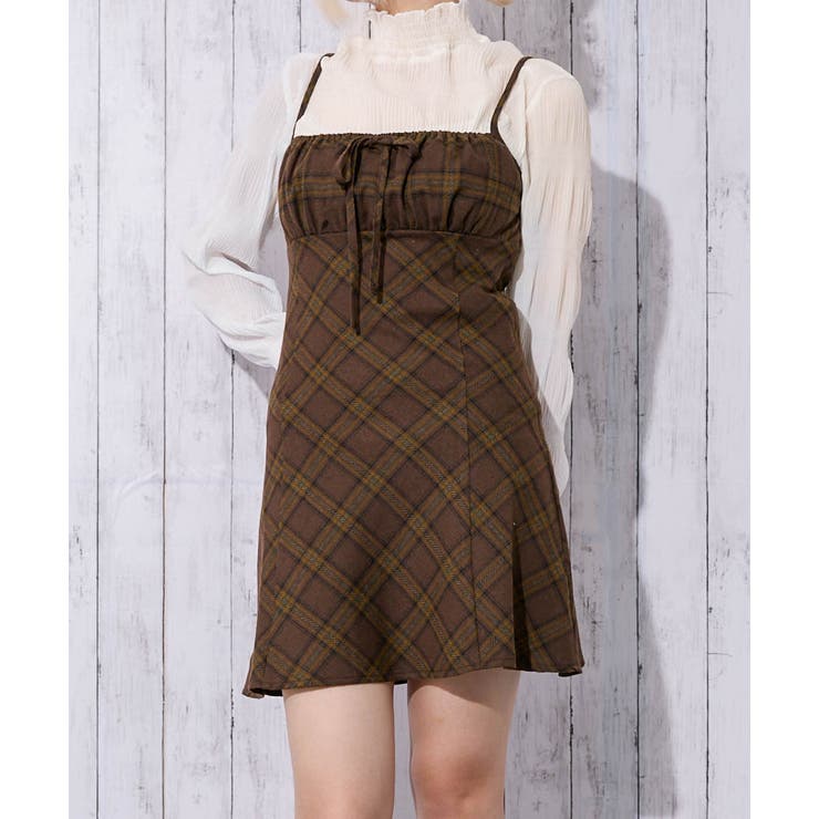 《起毛チェック柄》レディース キャミワンピ チュニック レイヤード 秋冬 | GORGE  | 詳細画像5 