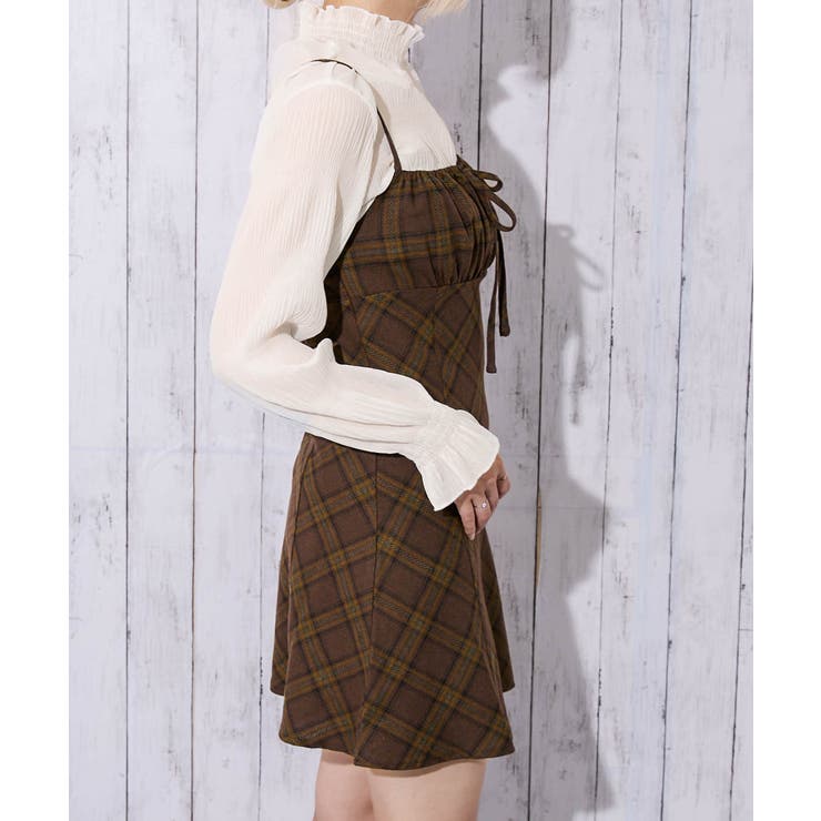 《起毛チェック柄》レディース キャミワンピ チュニック レイヤード 秋冬 | GORGE  | 詳細画像6 