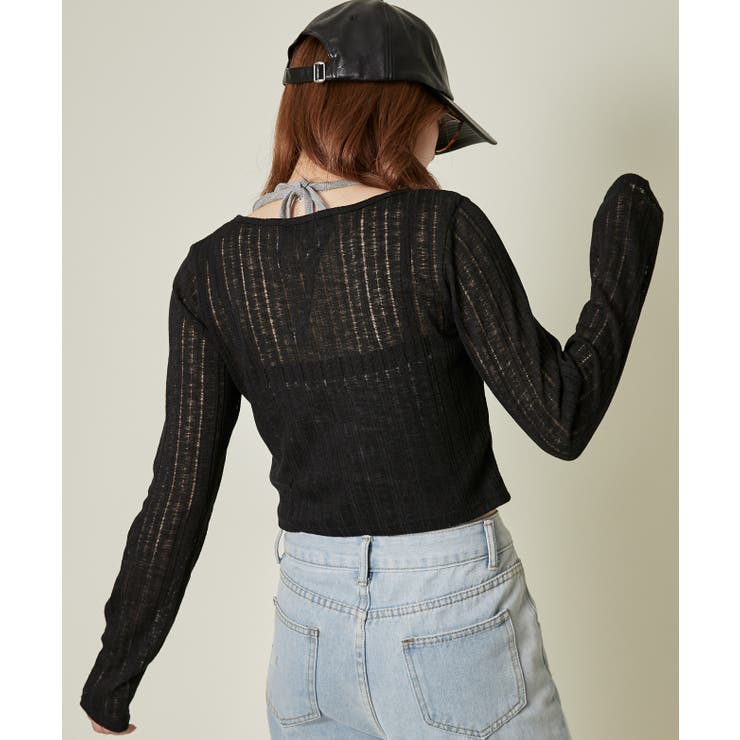 《透け感リブ×レースアップ》華奢見えトップス | GORGE  | 詳細画像3 