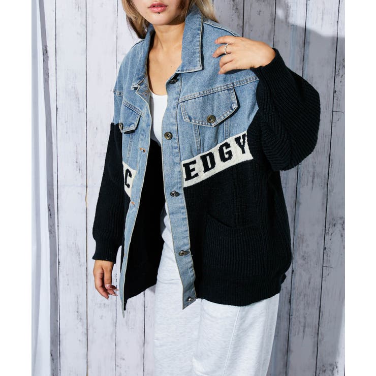 ヒステリックグラマー デニム ニット切替 ジャケット フリー ヒステリックグラマー デニム ニット切替 ジャケット フリー