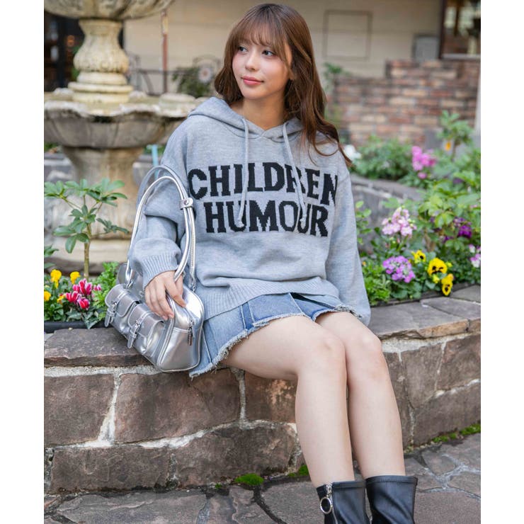 《ロゴ×フードデザイン》ゆるニットフーディー 冬トップス◎ | GORGE  | 詳細画像1 