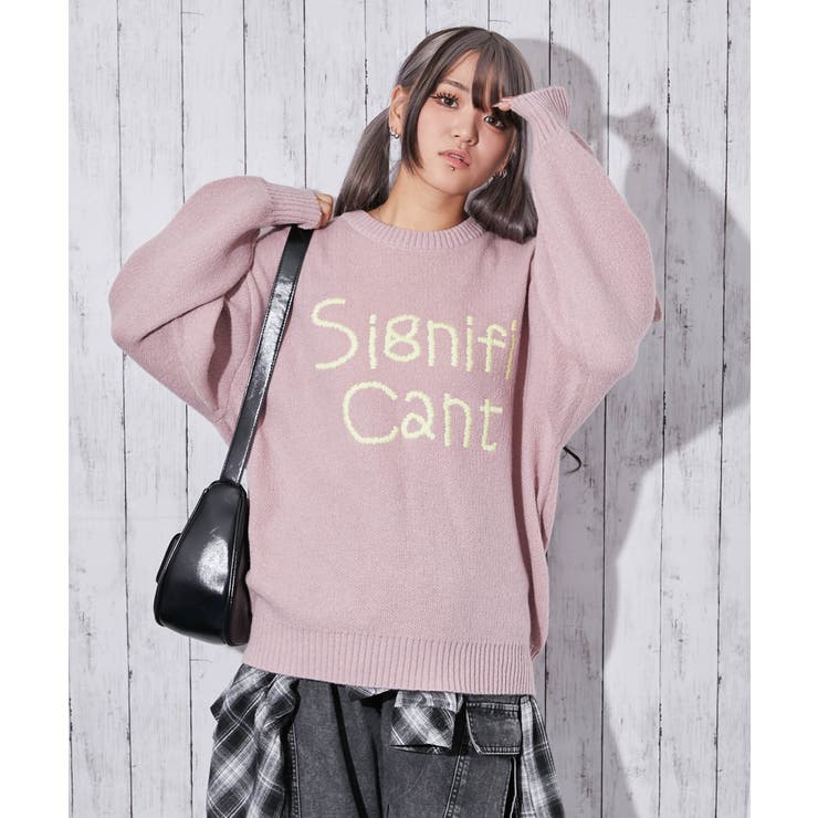 ピンク | 《ふんわり映え》レディース 起毛 ロゴ刺繍 ニット プルオーバー 秋冬 | GORGE 