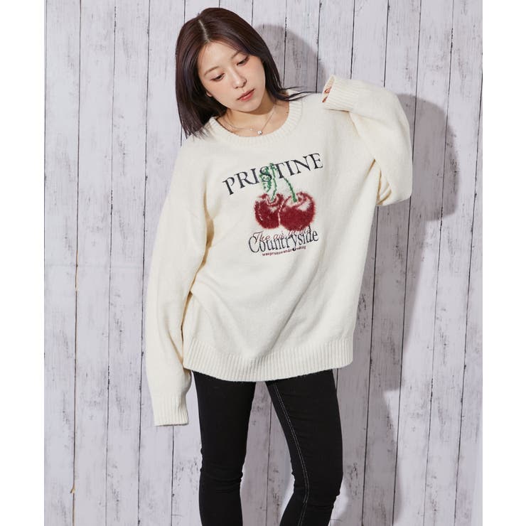 《ロゴ刺繍×フルーツモチーフ》レディース ニット プルオーバー 秋冬 | GORGE  | 詳細画像1 