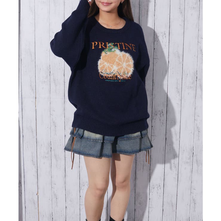 《ロゴ刺繍×フルーツモチーフ》レディース ニット プルオーバー 秋冬 | GORGE  | 詳細画像8 