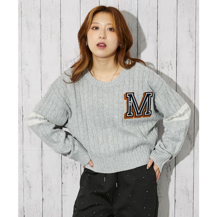 チャコール | レディース ケーブルニット ショート丈 | GORGE 