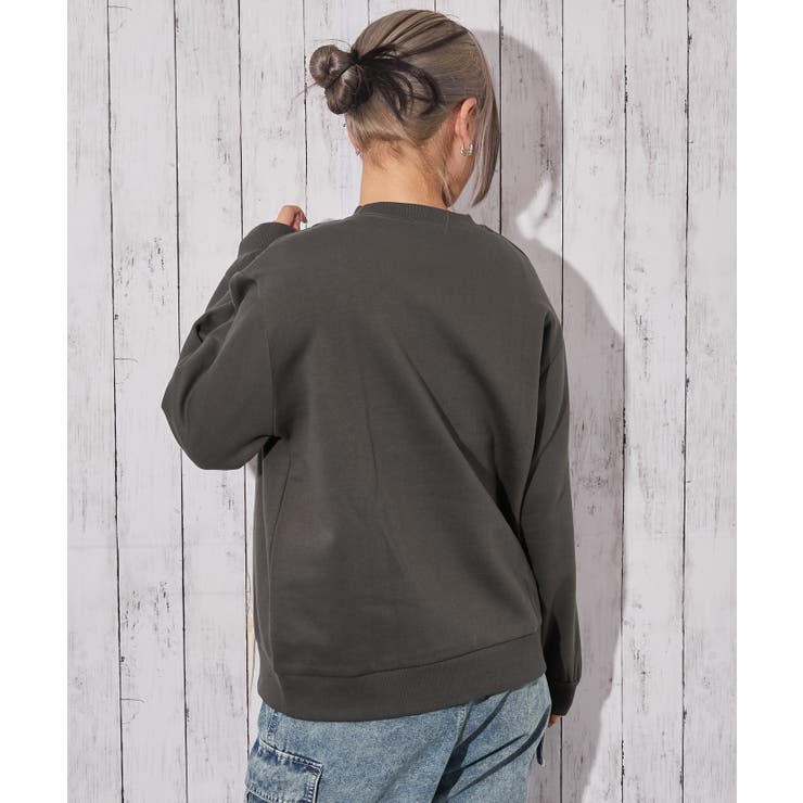 《花柄ラインアート×刺繍ロゴ》裏起毛スウェットトレーナー 冬◎ | GORGE  | 詳細画像9 