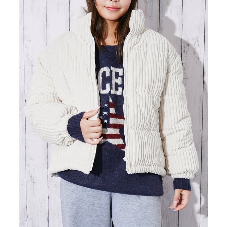 アイボリー | 《太コーデュロイ×中綿》レディース ブルゾン 裾ドローコード付き 秋冬アウター | GORGE 