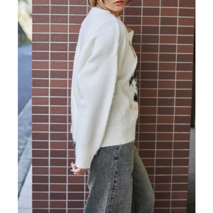 《ふんわり起毛タッチ》レディース ロゴ ジャカードニット プルオーバー 秋冬 | GORGE  | 詳細画像3 