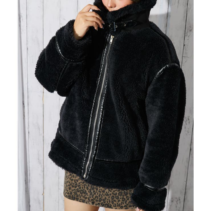 ブラック | 《ビッグシルエット×ボア》レディース フライトジャケット 冬アウター | GORGE 