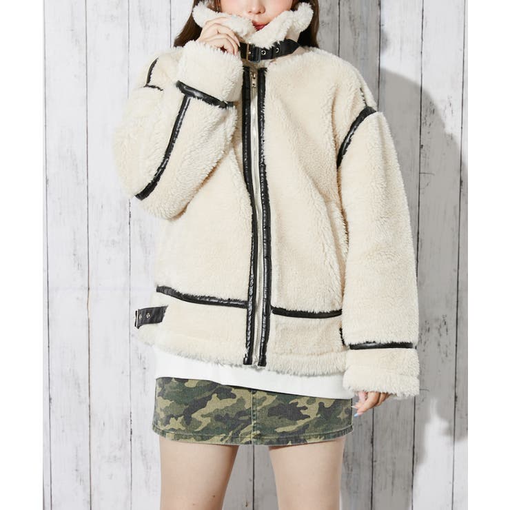 アイボリー | 《ビッグシルエット×ボア》レディース フライトジャケット 冬アウター | GORGE 