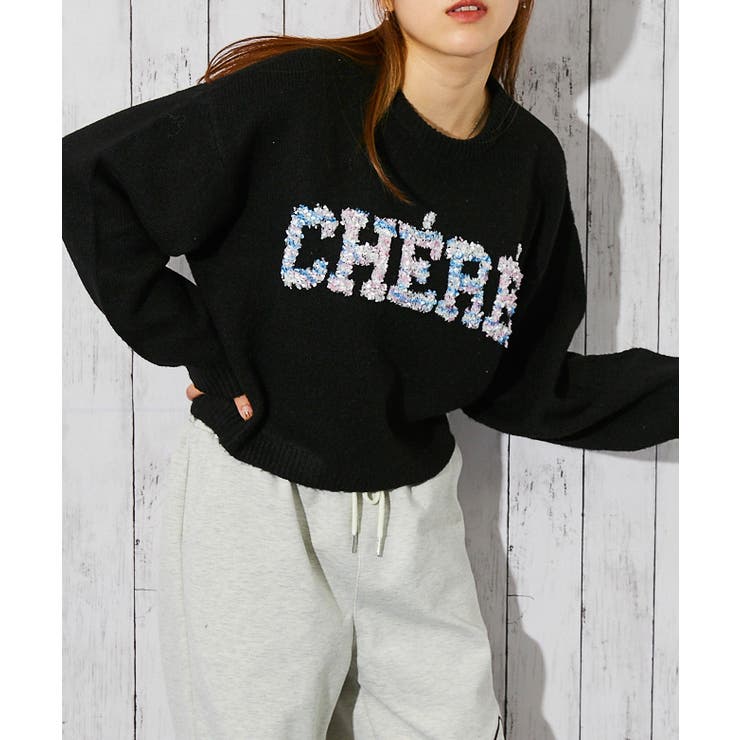 ブラック | 《ロゴ×ふわもこ質感》レディース ブラシヤーン 短丈ニット | GORGE 