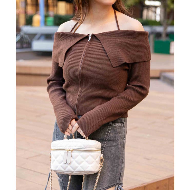 Ｄ／ＢＲ | 《デカ襟×ダブルジップ》大人可愛いリブトップス カーディガン | GORGE 