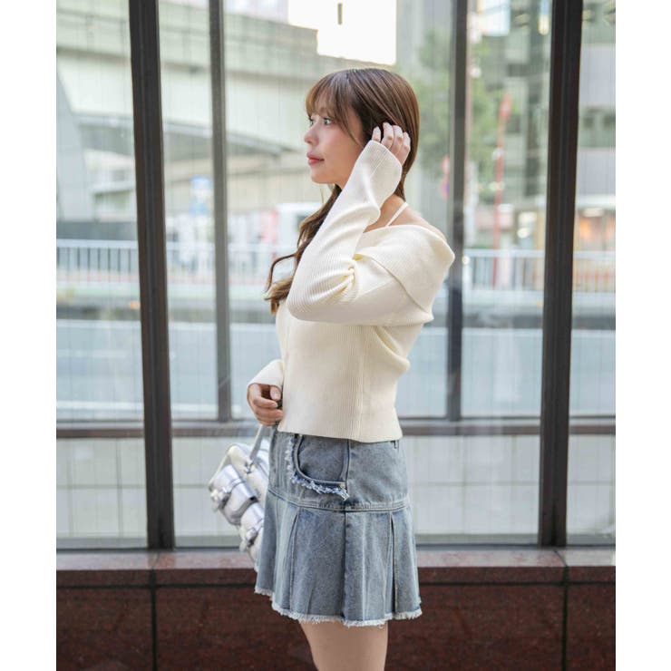 《デカ襟×ダブルジップ》大人可愛いリブトップス カーディガン | GORGE  | 詳細画像2 