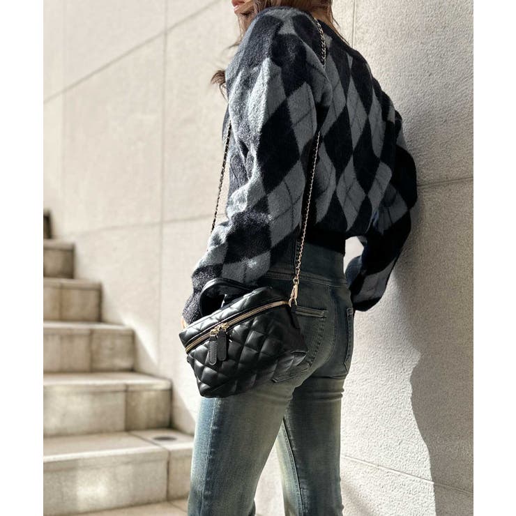 《アーガイル柄×フェザー素材》キャミ付きニットカーディガン／秋冬春 | GORGE  | 詳細画像8 