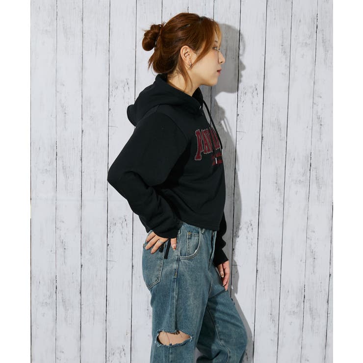 《サイドドロスト×カレッジロゴ》レディース 裏起毛 パーカー | GORGE  | 詳細画像3 