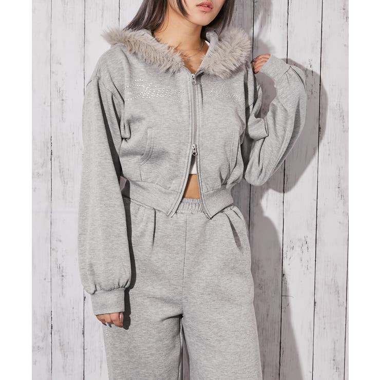 《ファーフード×ロゴストーン》ショート丈ジップパーカー 秋冬◎ | GORGE  | 詳細画像8 