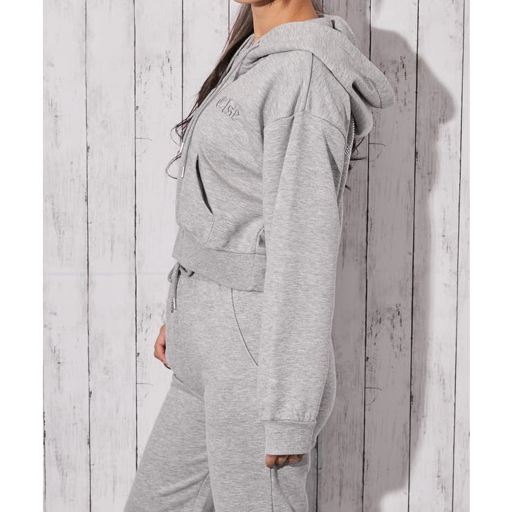 《ビジューＥｌｓｅロゴ×ショート丈》裏起毛ジップパーカー 秋冬◎ | GORGE  | 詳細画像10 