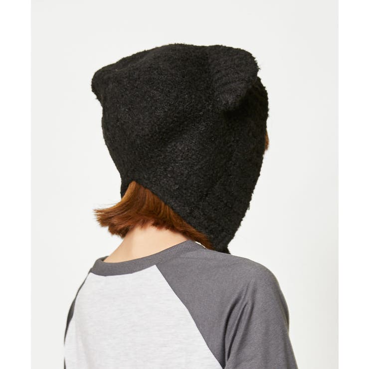 ふわもこ×キュートな耳付き》クマミミニット帽 秋冬 防寒 可愛い