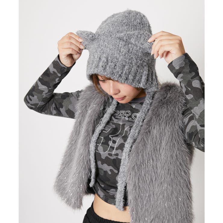 《ふわもこ×キュートな耳付き》クマミミニット帽 秋冬 防寒 可愛いデザイン☆ | GORGE  | 詳細画像1 