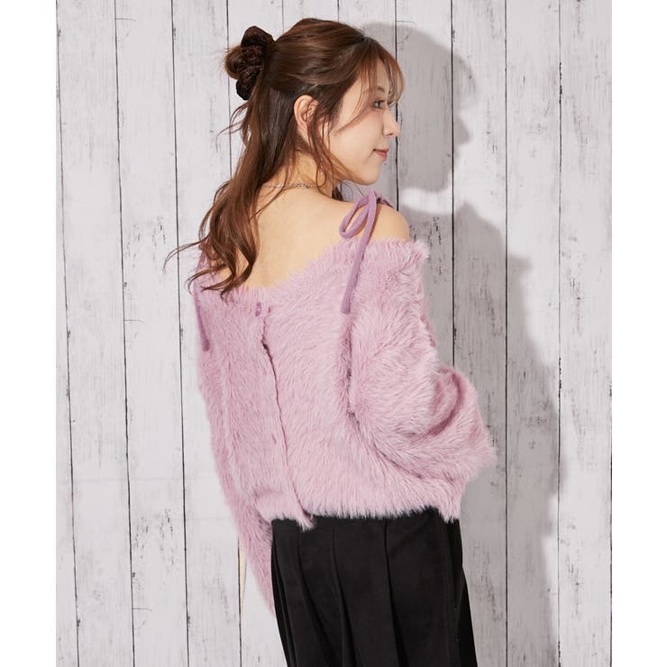 《ふわモコ×前後２ＷＡＹ》フェミ可愛い◎肩リボンフェザーニット秋冬トップス | GORGE  | 詳細画像8 