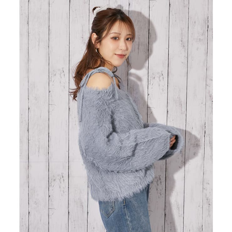 《ふわモコ×前後２ＷＡＹ》フェミ可愛い◎肩リボンフェザーニット秋冬トップス | GORGE  | 詳細画像9 