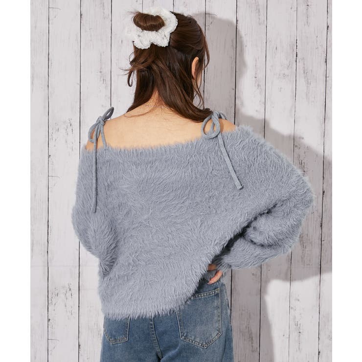 《ふわモコ×前後２ＷＡＹ》フェミ可愛い◎肩リボンフェザーニット秋冬トップス | GORGE  | 詳細画像11 