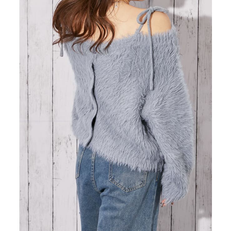 《ふわモコ×前後２ＷＡＹ》フェミ可愛い◎肩リボンフェザーニット秋冬トップス | GORGE  | 詳細画像12 