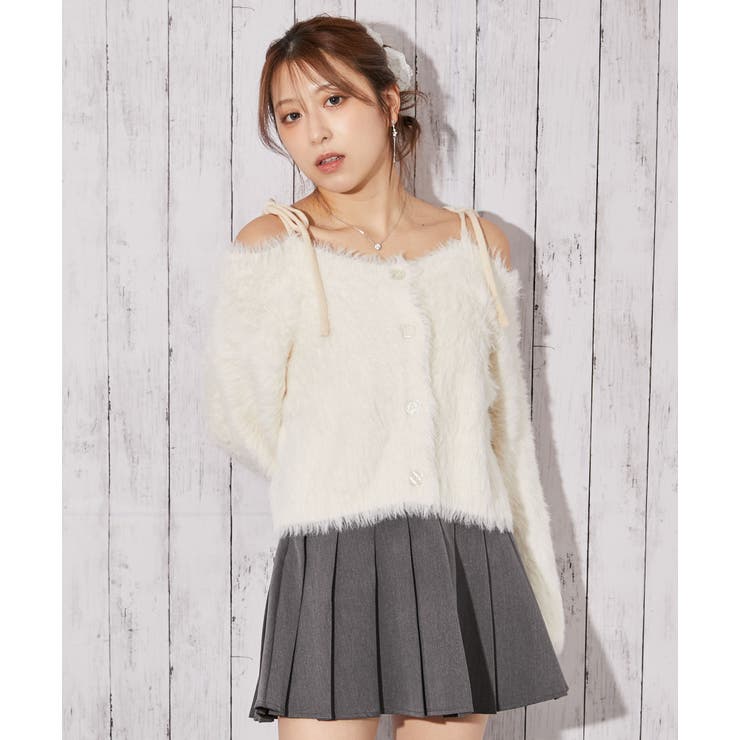 《ふわモコ×前後２ＷＡＹ》フェミ可愛い◎肩リボンフェザーニット秋冬トップス | GORGE  | 詳細画像2 