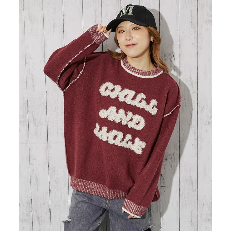 《ロゴサガラ×バイカラーデザイン》レディース ニットプルオーバー 秋冬 | GORGE  | 詳細画像1 