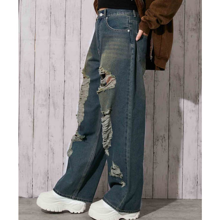 《クラッシュ×ウエストゴム》レディース デニム ワイドパンツ | GORGE  | 詳細画像6 