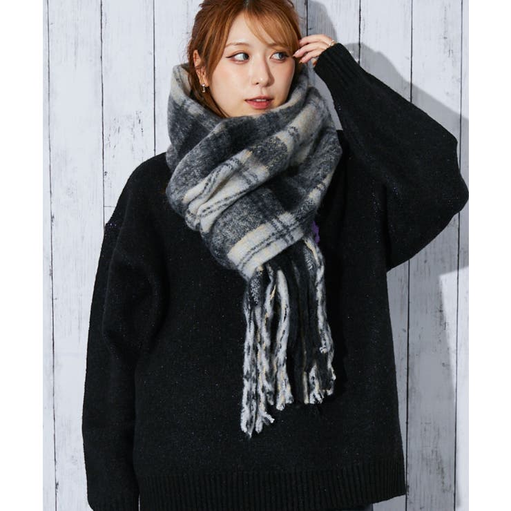 ＢＫ／ＧＹ | 《ふんわり映えフリンジ》ユニセックス マフラー ロングボリューム 秋冬 防寒 | GORGE 