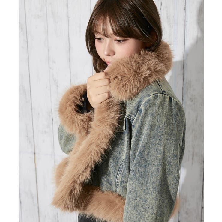 ファーデザイン×デニム》レディース ジャケット 裏付き ショート丈