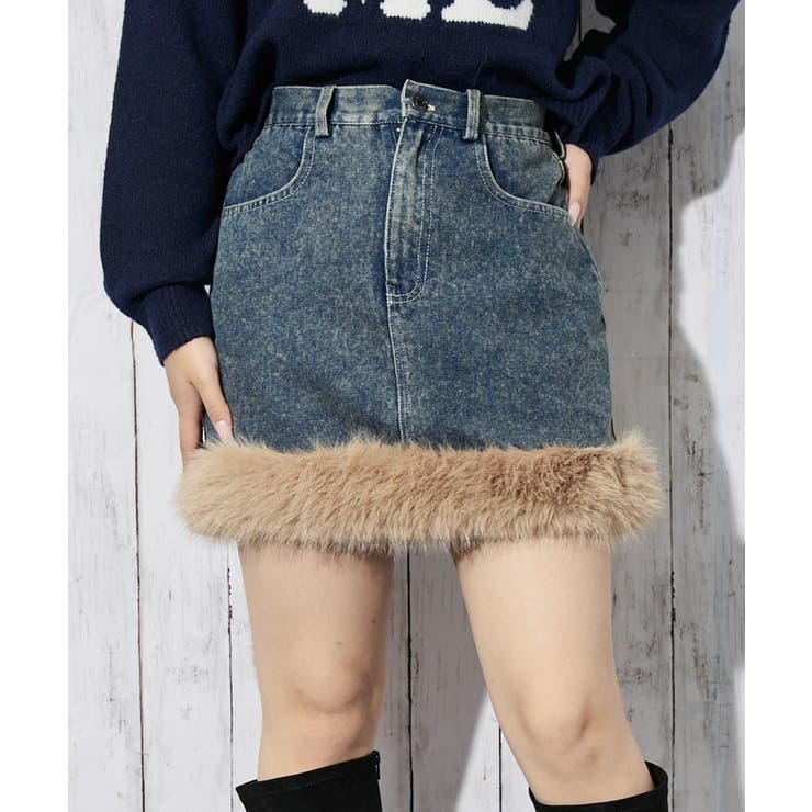 《ファー裾デザイン》レディース デニムミニスカート 秋冬 | GORGE  | 詳細画像1 