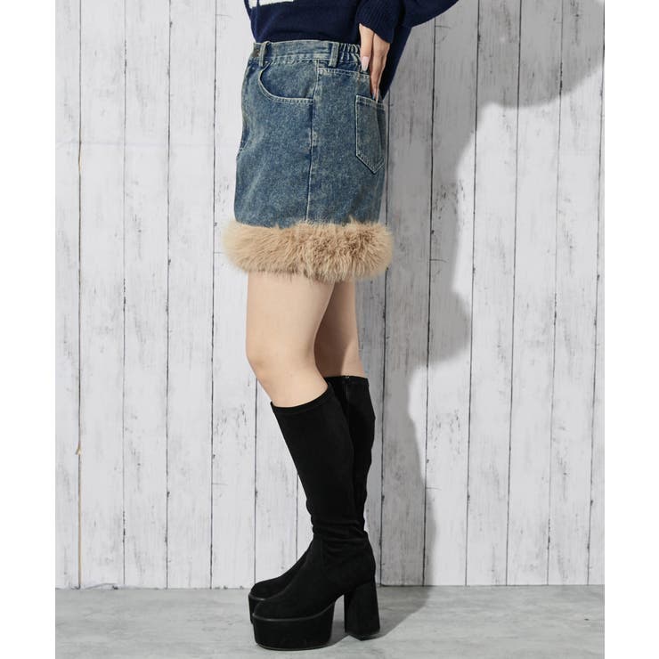 《ファー裾デザイン》レディース デニムミニスカート 秋冬 | GORGE  | 詳細画像3 
