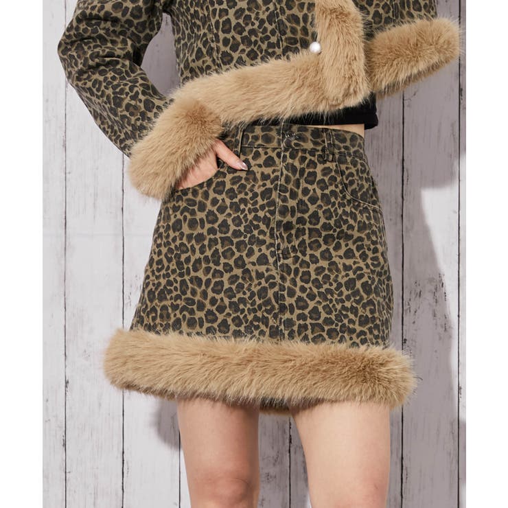 ヒョウ | 《ファー裾デザイン》レディース デニムミニスカート 秋冬 | GORGE 