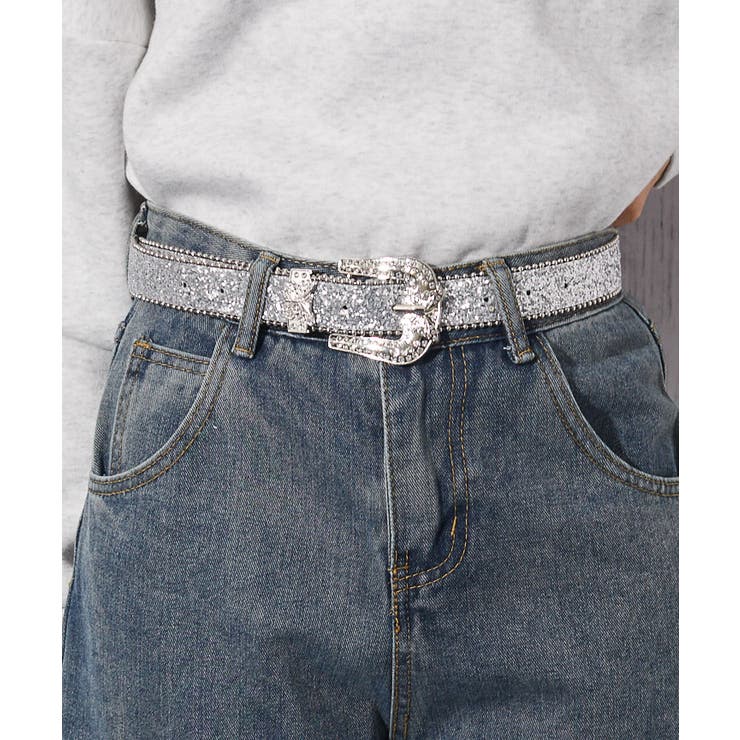 シルバー | レディース 細ベルト スパークルバックル付き | GORGE 