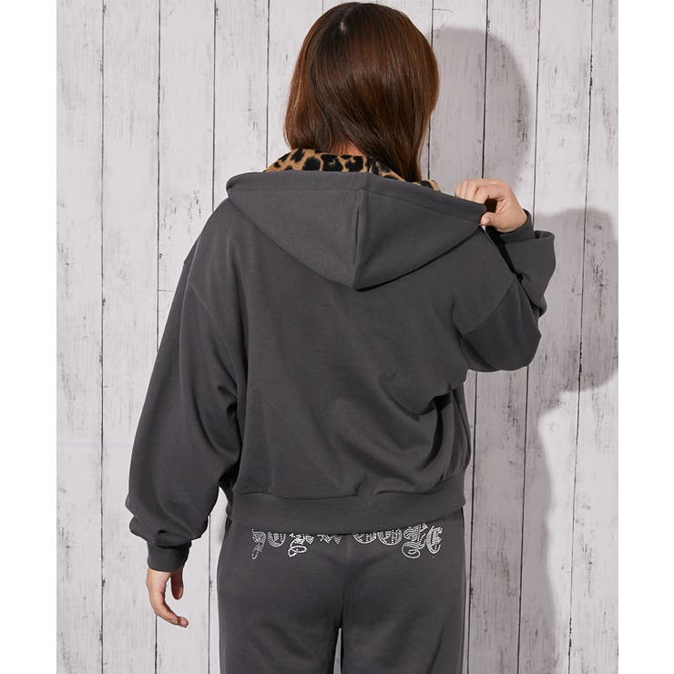 《裏地柄フード×キラキラロゴ》ショート丈ジップパーカー | GORGE  | 詳細画像7 