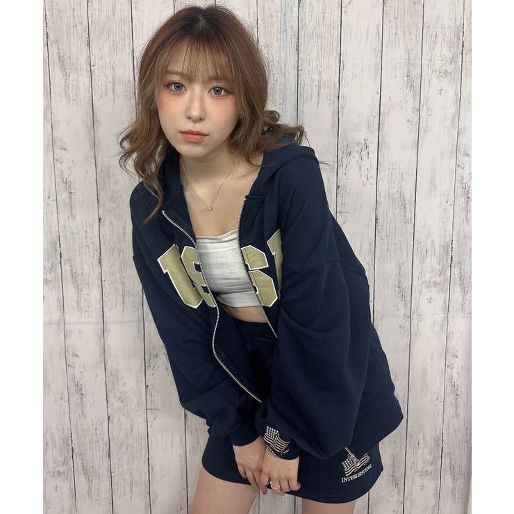 USAロゴ×星条旗袖刺繍》裏毛ZIPパーカー／秋冬春 セットアップ可