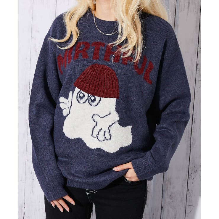 レディース ビッグシルエット ニットプルオーバー[品番：GORW0010477