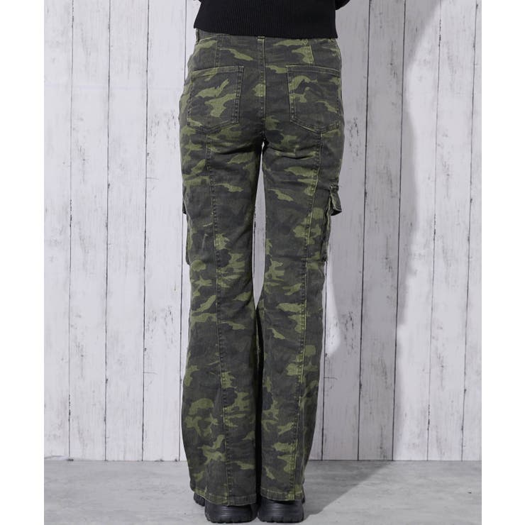 LGB カーキ フレアカーゴパンツ ビビッドレディ VIVIDLADY ベルト付きフレアカーゴパンツ レディース