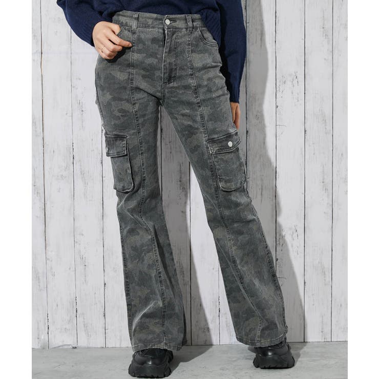 《カモフラ×カーゴ》レディース ストレッチフレアパンツ ミリタリー柄 秋冬春 | GORGE  | 詳細画像5 